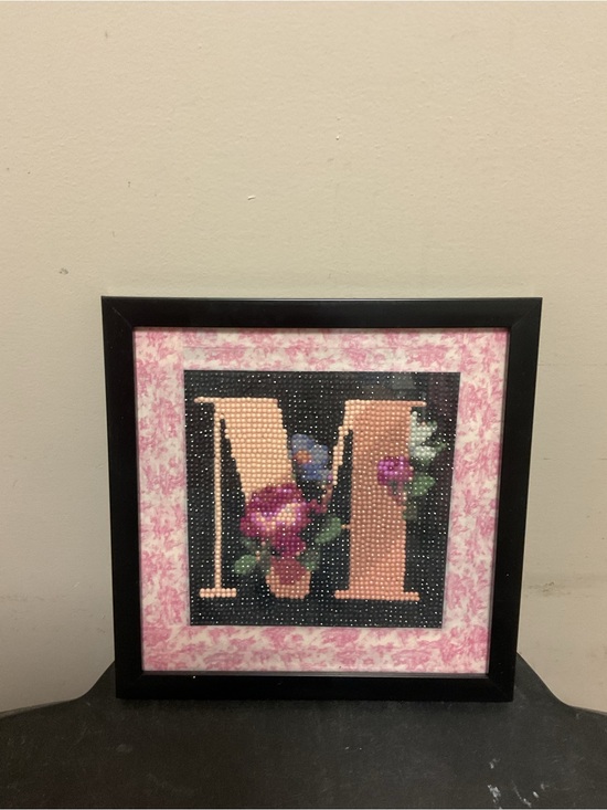 Handmade Other - Letter M Diamond Art Wall Decor ✨ Framed Floral Initial 8x8